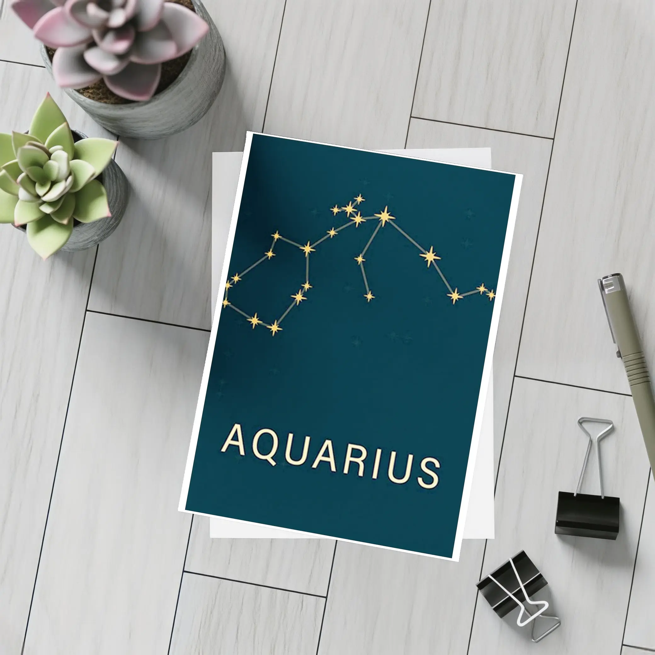 Aquarius Constellation Gold Stars Dark Blue – Postcards
