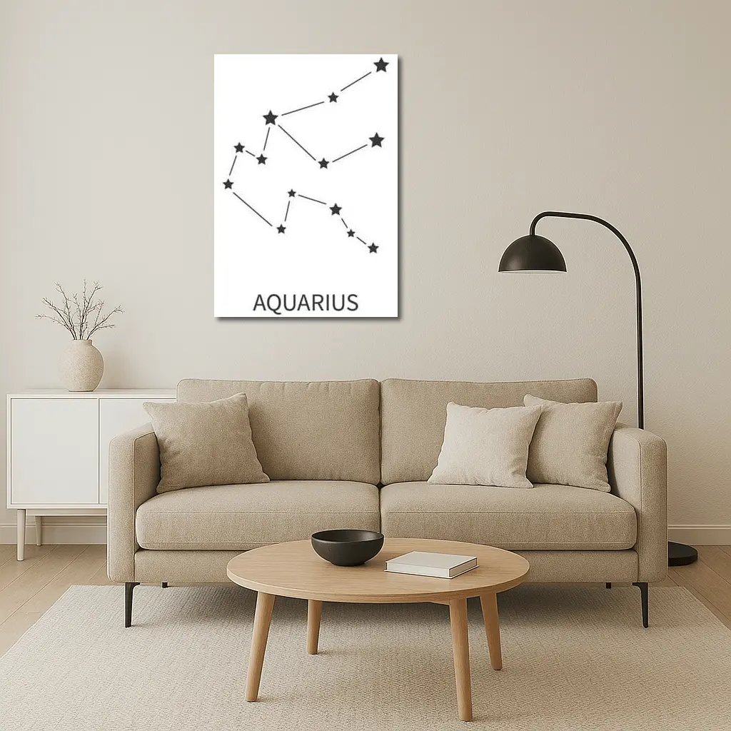 Aquarius Constellation Star Map White Background – Wall Art