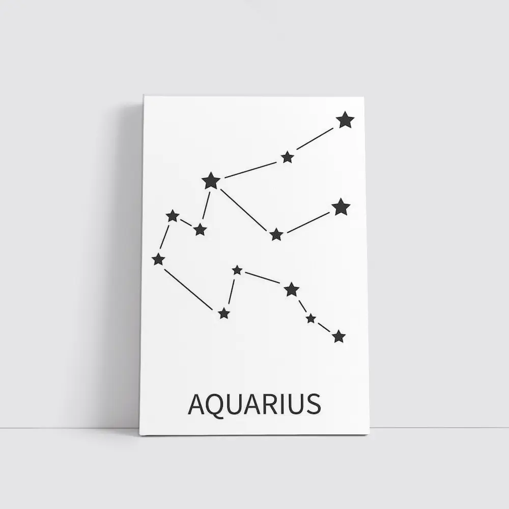 Aquarius Constellation Star Map White Background – Wall Art