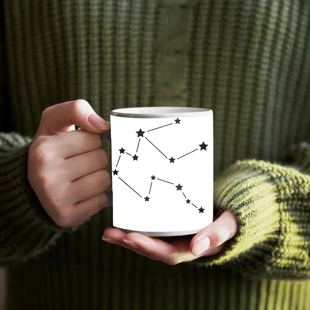 Aquarius Constellation Star Map White Background – Mugs