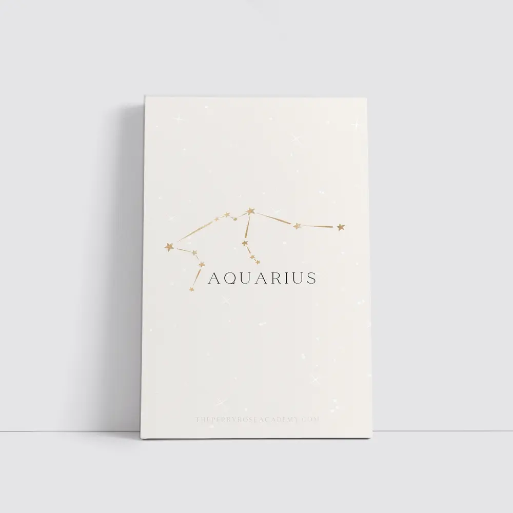 Aquarius Constellation Gold Stars Beige Background – Wall Art