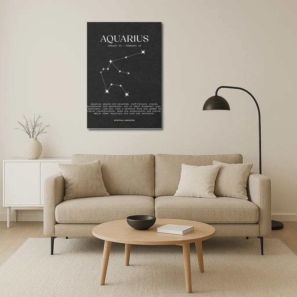 Aquarius Zodiac Constellation Dark Background Art – Wall Art