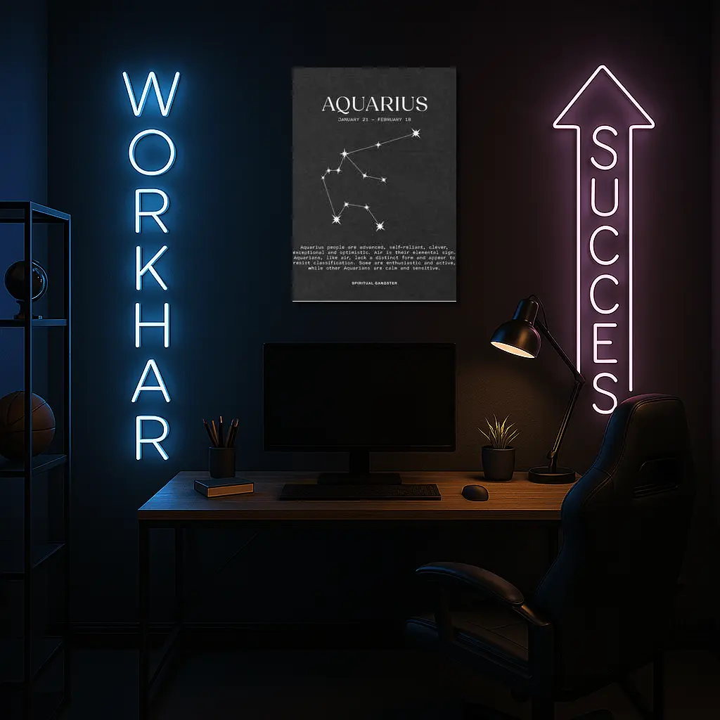 Aquarius Zodiac Constellation Dark Background Art – Wall Art