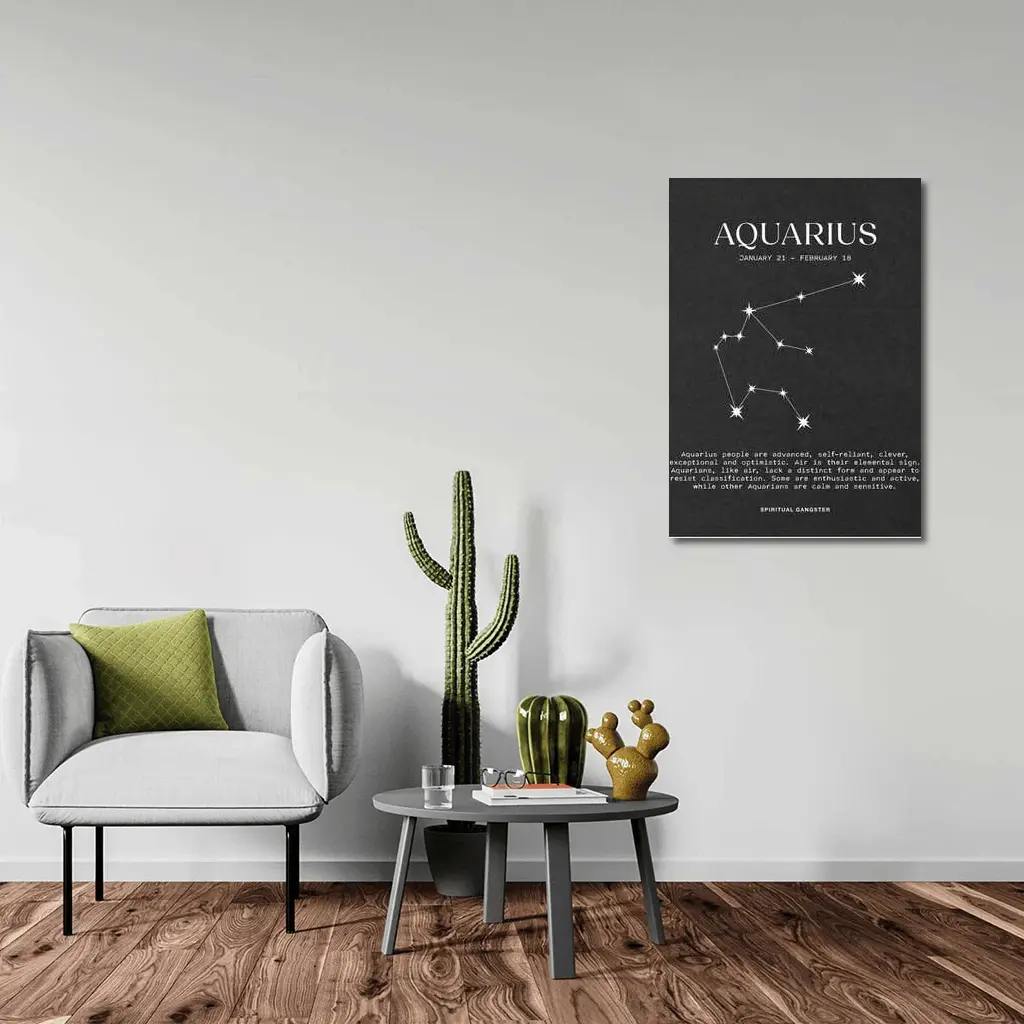 Aquarius Zodiac Constellation Dark Background Art – Wall Art