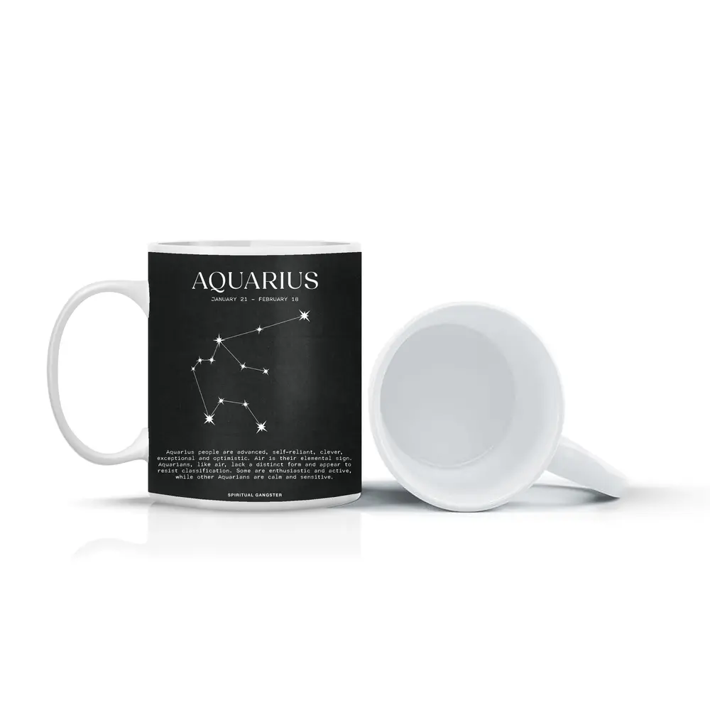 Aquarius Zodiac Constellation Dark Background Art – Mugs