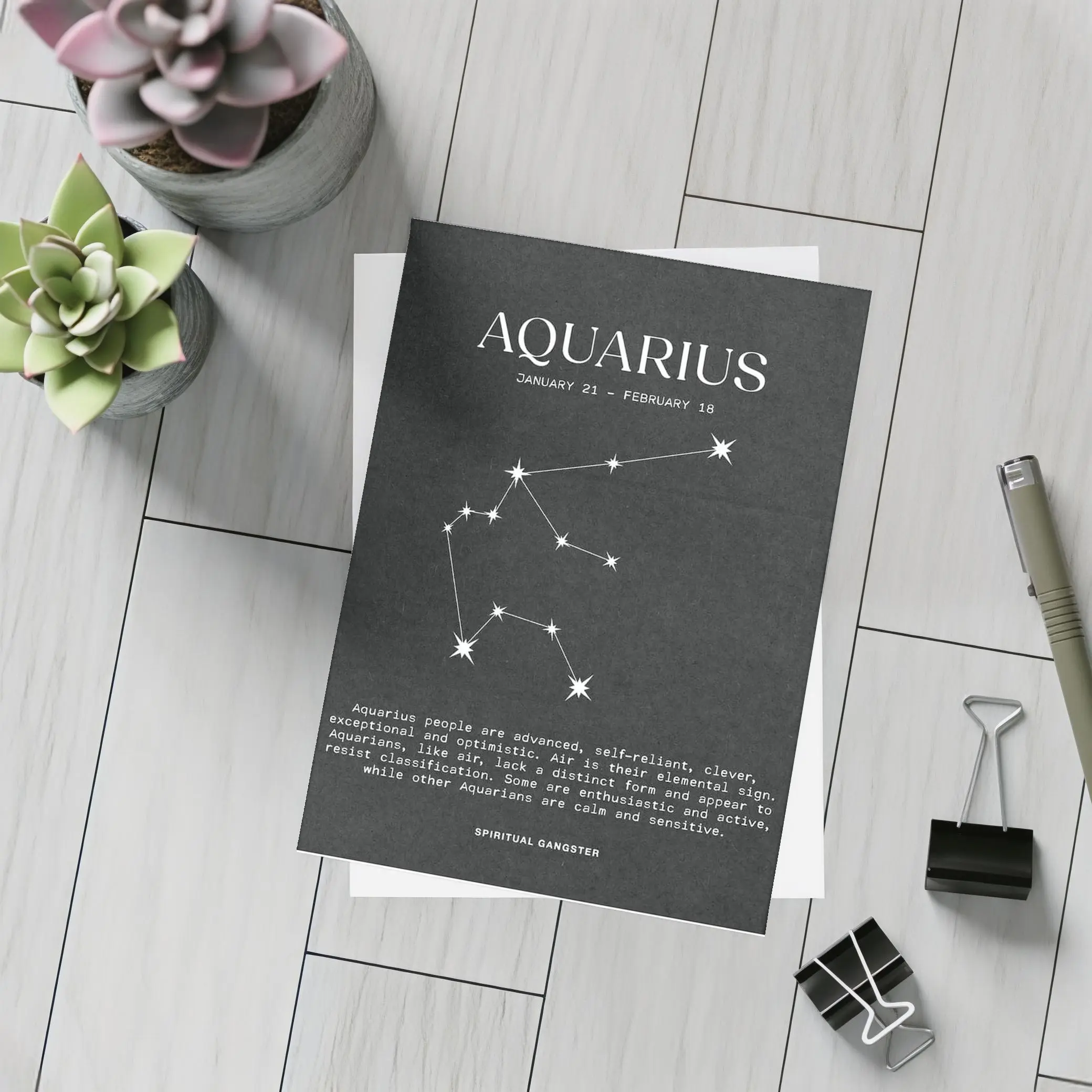 Aquarius Zodiac Constellation Dark Background Art – Postcards