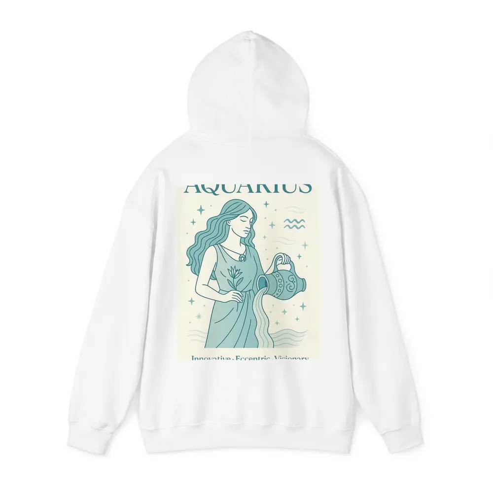 Aquarius Zodiac Woman Pouring Water Illustration – Hoodies
