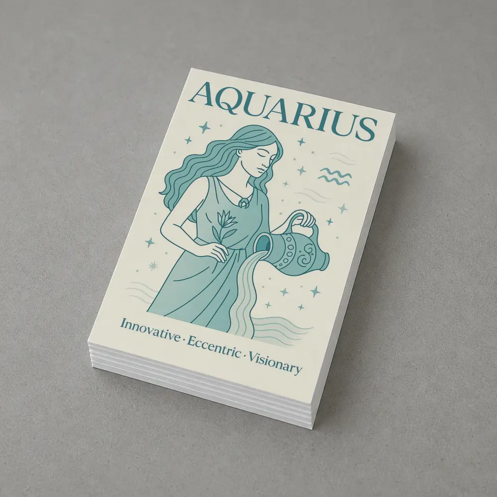 Aquarius Zodiac Woman Pouring Water Illustration – Postcards