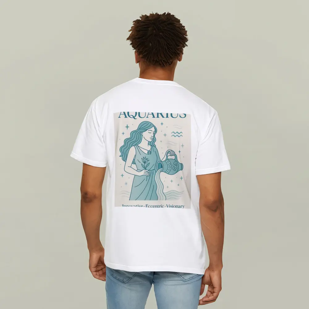 Aquarius Zodiac Woman Pouring Water Illustration – T-Shirts