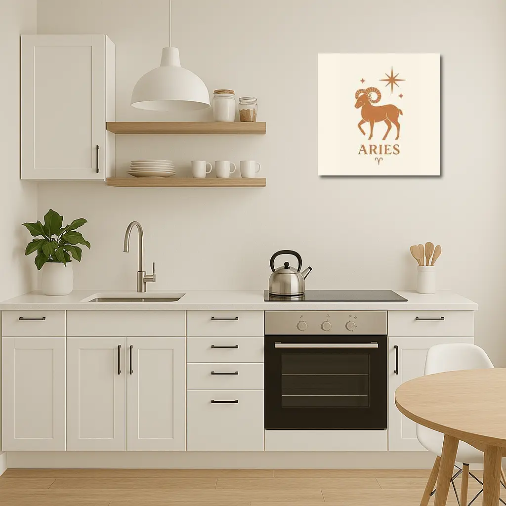 Aries Zodiac Ram Star Boho Beige Art – Wall Art