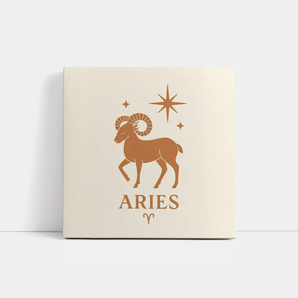Aries Zodiac Ram Star Boho Beige Art – Wall Art