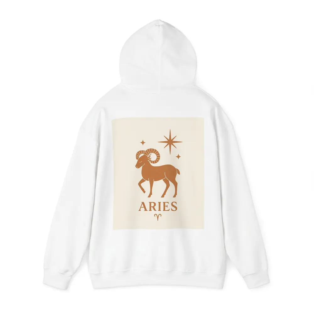 Aries Zodiac Ram Star Boho Beige Art – Hoodies