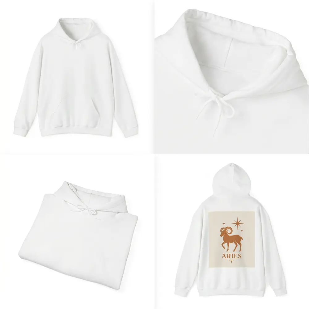 Aries Zodiac Ram Star Boho Beige Art – Hoodies