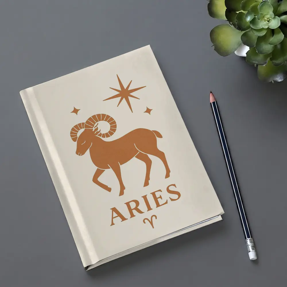 Aries Zodiac Ram Star Boho Beige Art – Notebooks