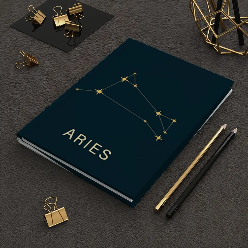 Aries Constellation Gold Stars Dark Background – Notebooks