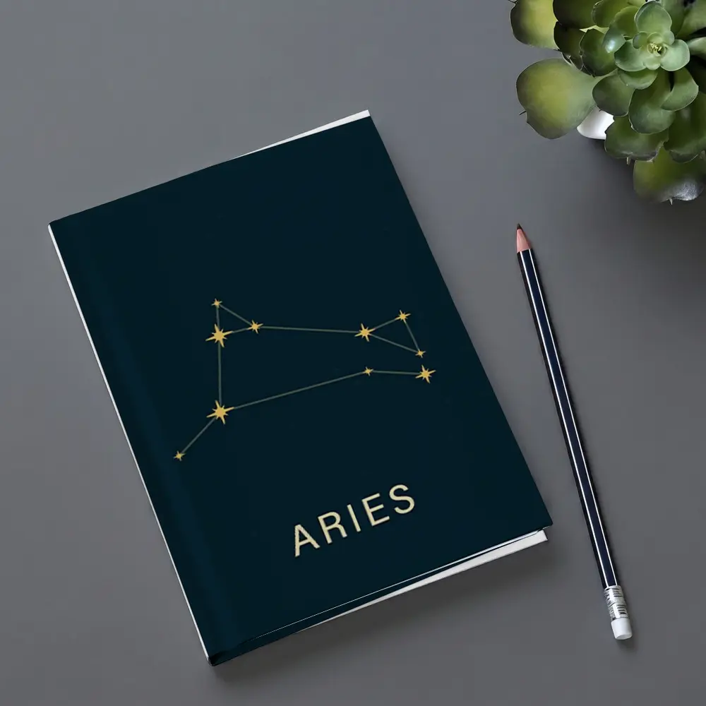 Aries Constellation Gold Stars Dark Background – Notebooks