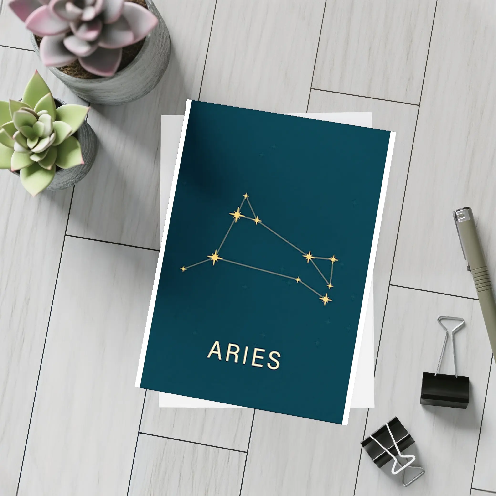 Aries Constellation Gold Stars Dark Background – Postcards