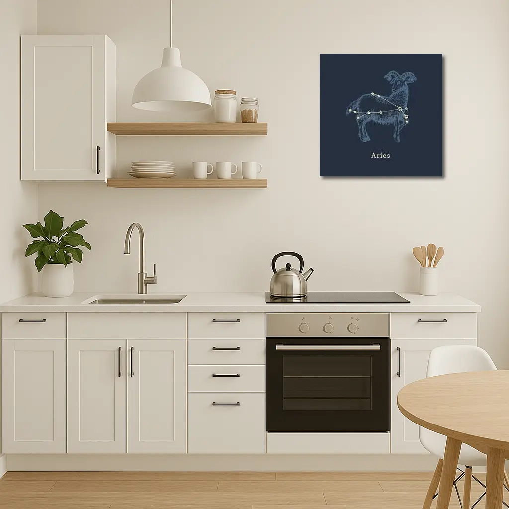 Aries Constellation Ram Dark Blue Background – Wall Art