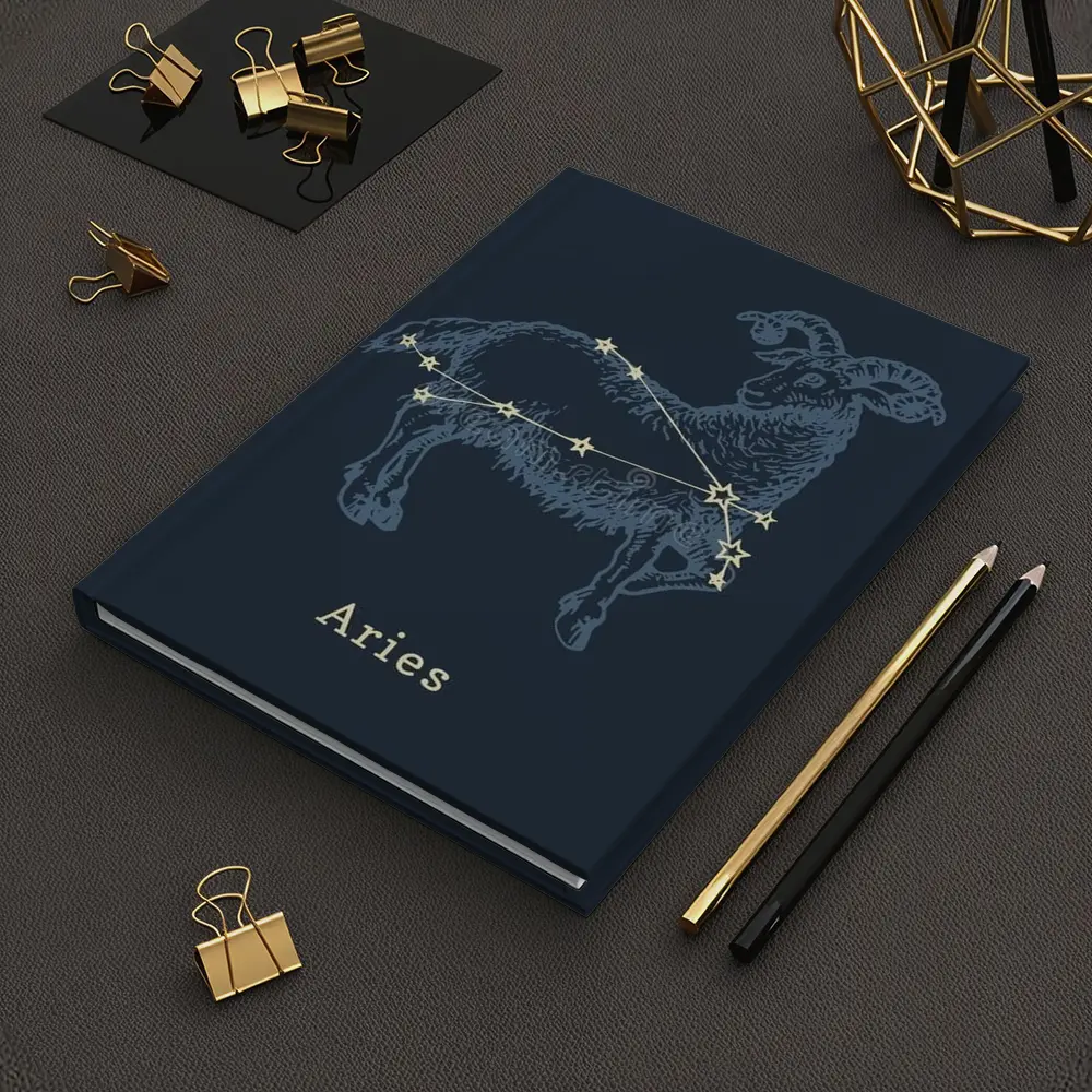 Aries Constellation Ram Dark Blue Background – Notebooks