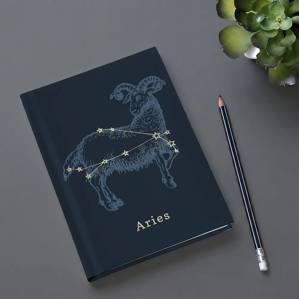 Aries Constellation Ram Dark Blue Background – Notebooks