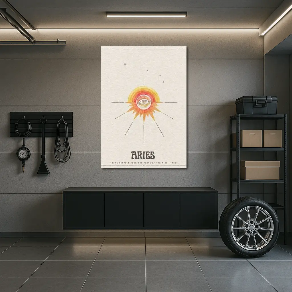 Aries Zodiac Eye Sun Retro Art – Wall Art