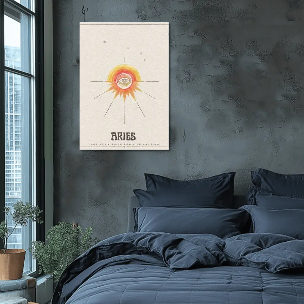 Aries Zodiac Eye Sun Retro Art – Wall Art