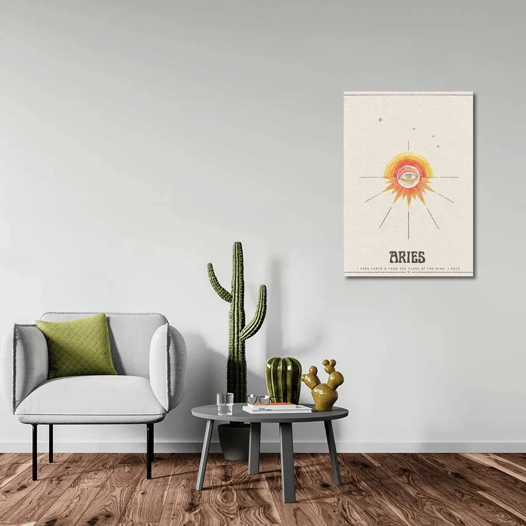 Aries Zodiac Eye Sun Retro Art – Wall Art