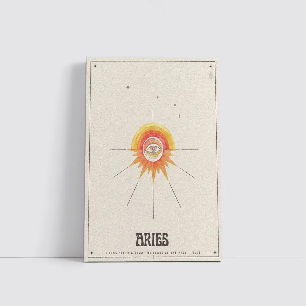 Aries Zodiac Eye Sun Retro Art – Wall Art