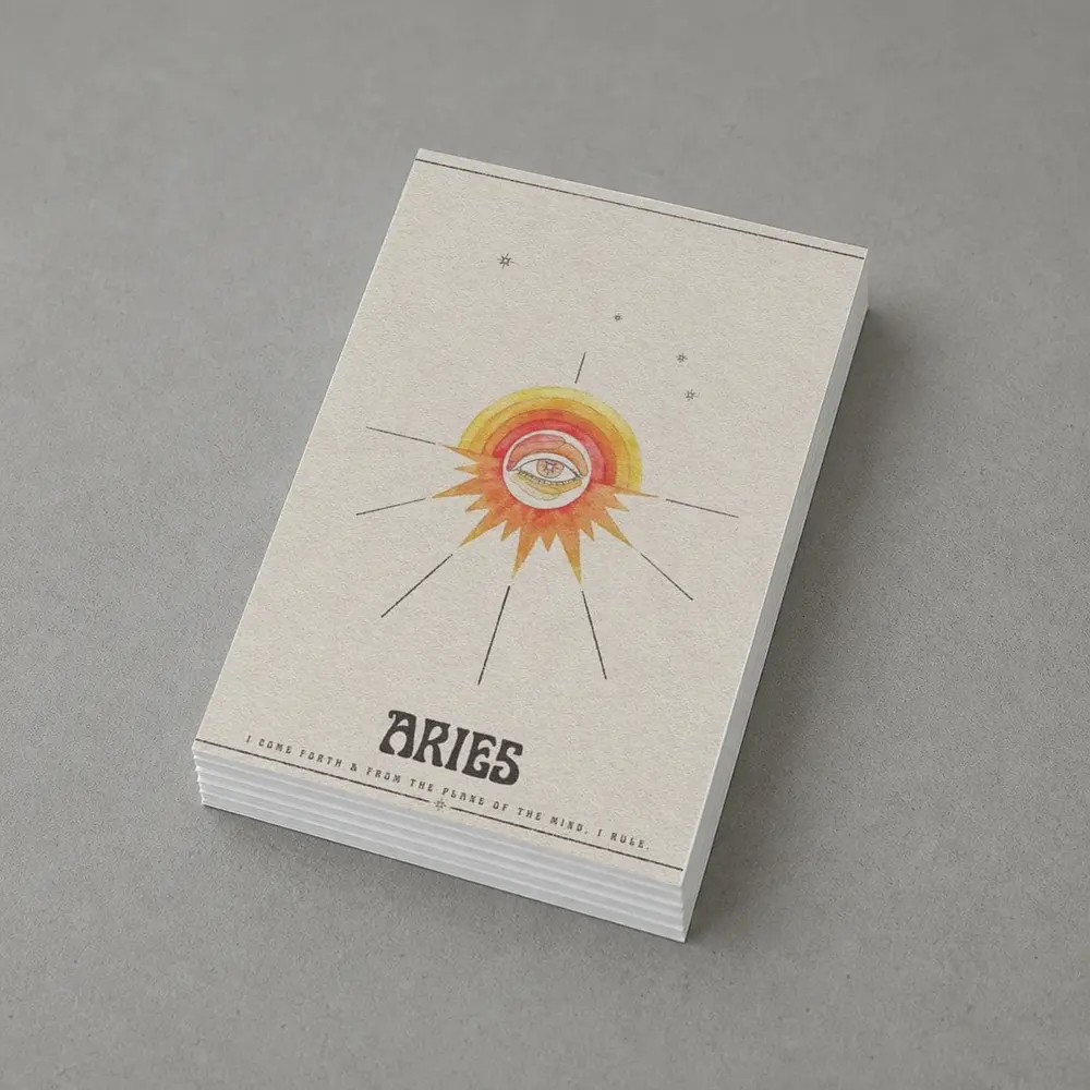 Aries Zodiac Eye Sun Retro Art – Postcards