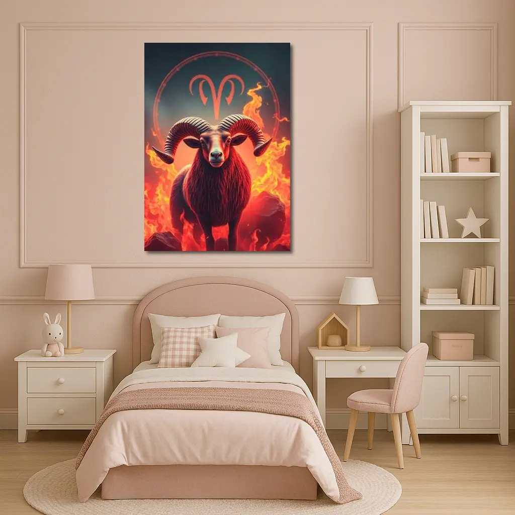 Aries Ram Fire Zodiac Sign Art – Wall Art