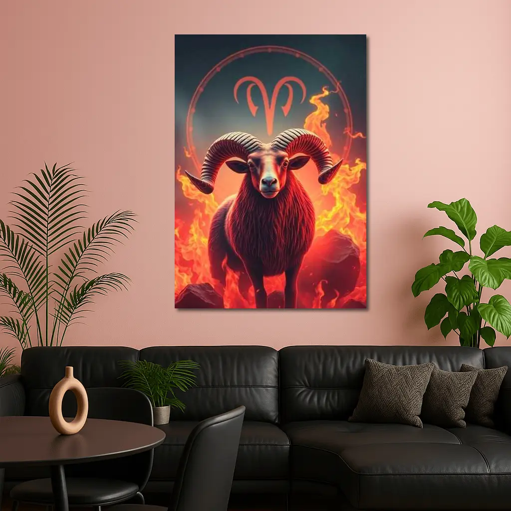 Aries Ram Fire Zodiac Sign Art – Wall Art