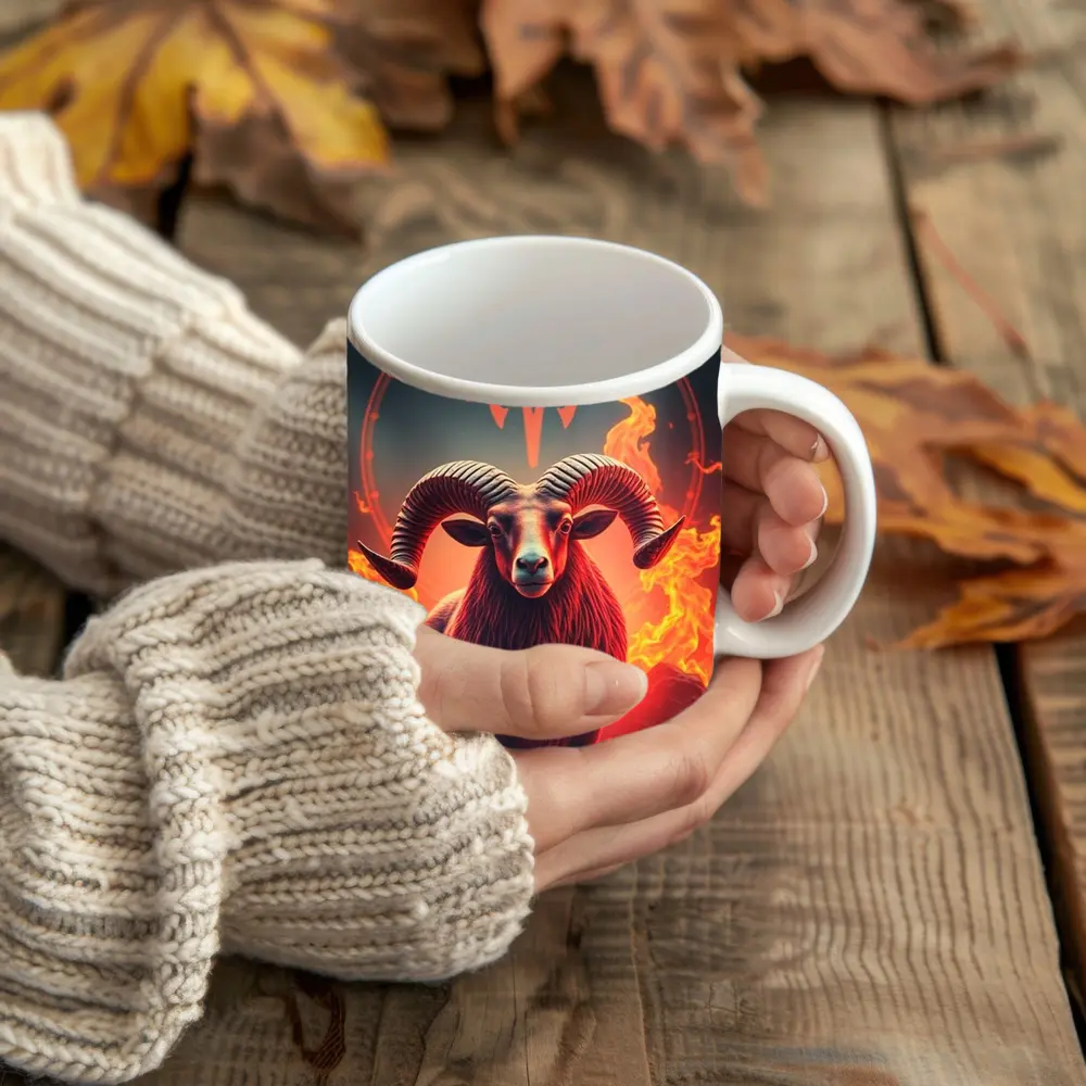 Aries Ram Fire Zodiac Sign Art – Mugs