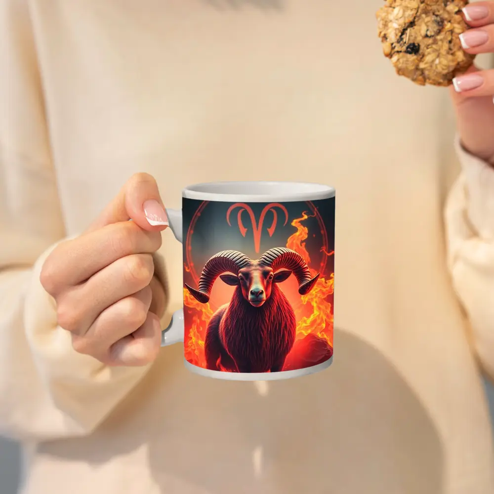Aries Ram Fire Zodiac Sign Art – Mugs