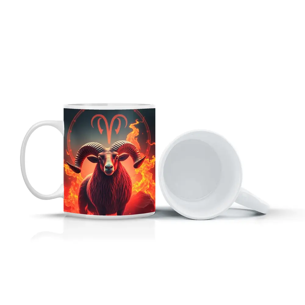 Aries Ram Fire Zodiac Sign Art – Mugs