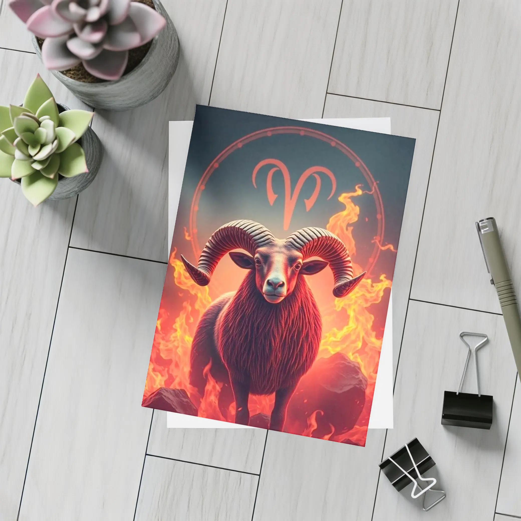 Aries Ram Fire Zodiac Sign Art – Postcards