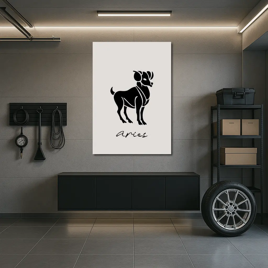 Aries Ram Zodiac Sign Beige Minimal Art – Wall Art
