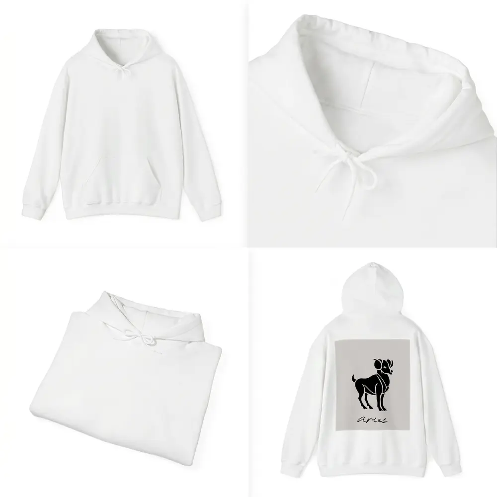 Aries Ram Zodiac Sign Beige Minimal Art – Hoodies