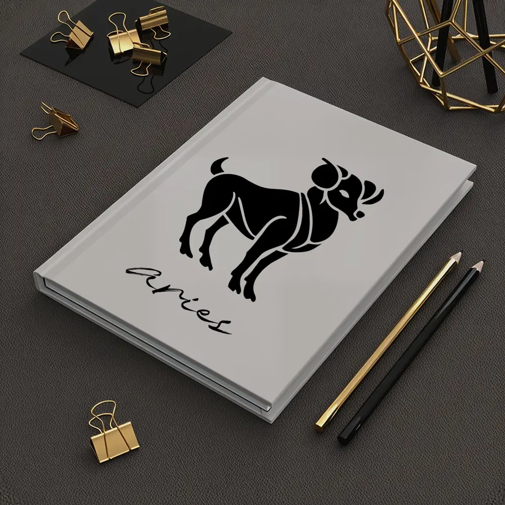 Aries Ram Zodiac Sign Beige Minimal Art – Notebooks