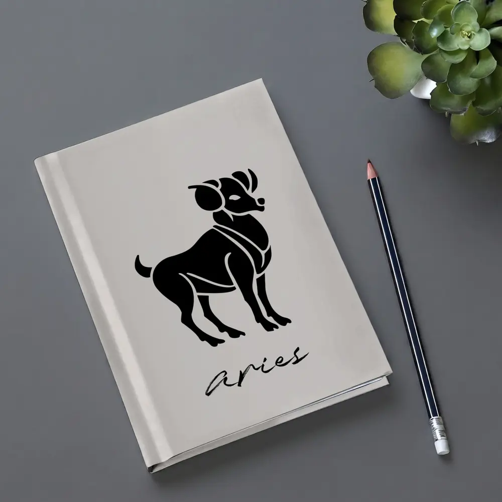 Aries Ram Zodiac Sign Beige Minimal Art – Notebooks