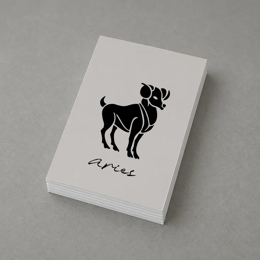 Aries Ram Zodiac Sign Beige Minimal Art – Postcards