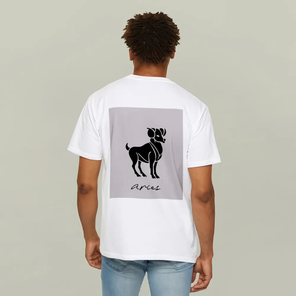 Aries Ram Zodiac Sign Beige Minimal Art – T-Shirts