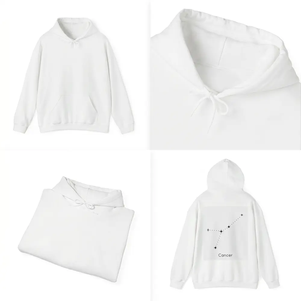 Cancer Constellation Stars Minimal Black White – Hoodies