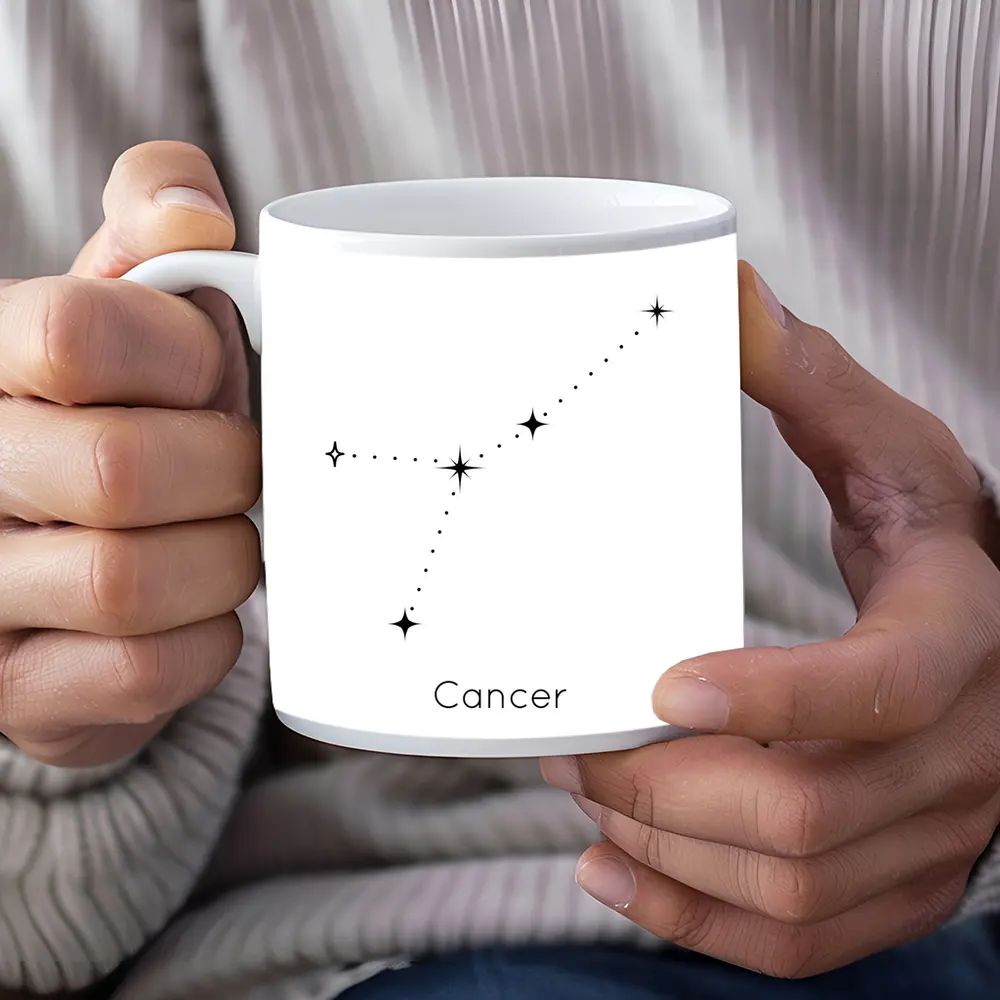 Cancer Constellation Stars Minimal Black White – Mugs