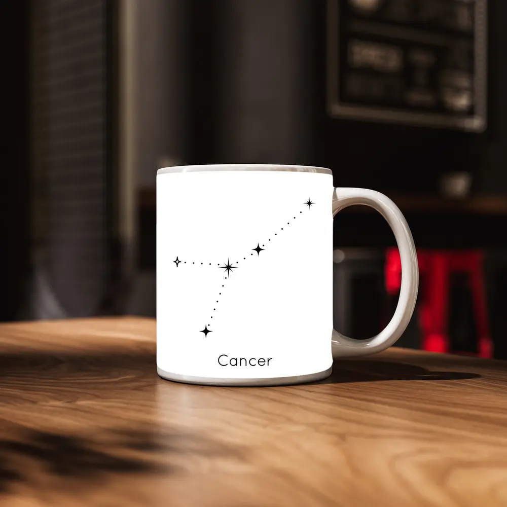 Cancer Constellation Stars Minimal Black White – Mugs