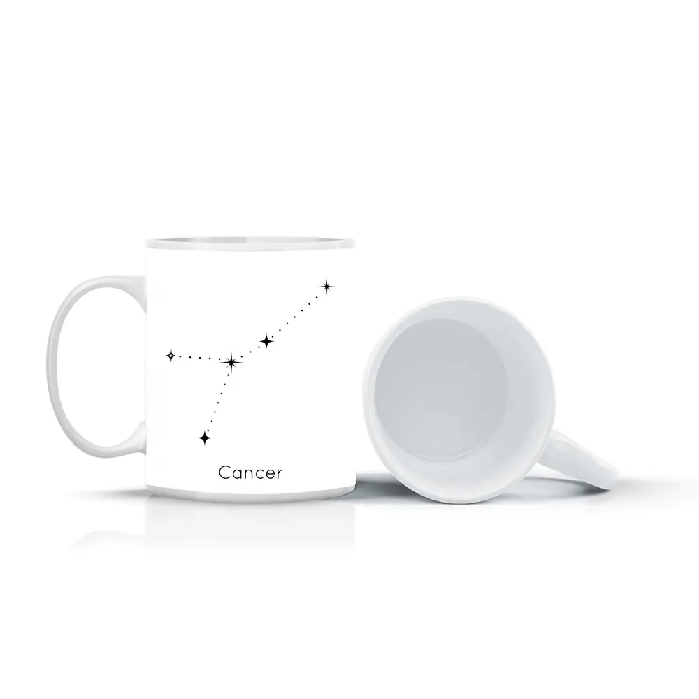 Cancer Constellation Stars Minimal Black White – Mugs