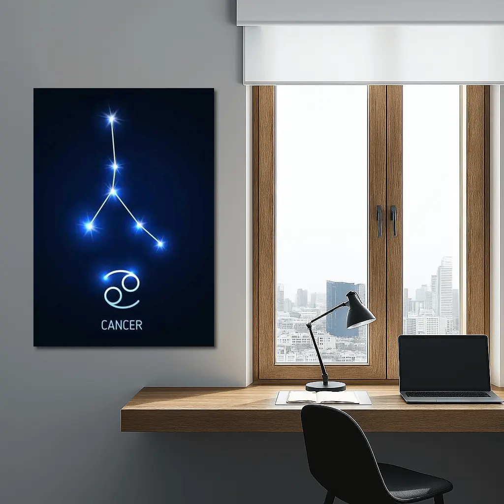 Cancer Zodiac Constellation Glowing Blue Stars – Wall Art