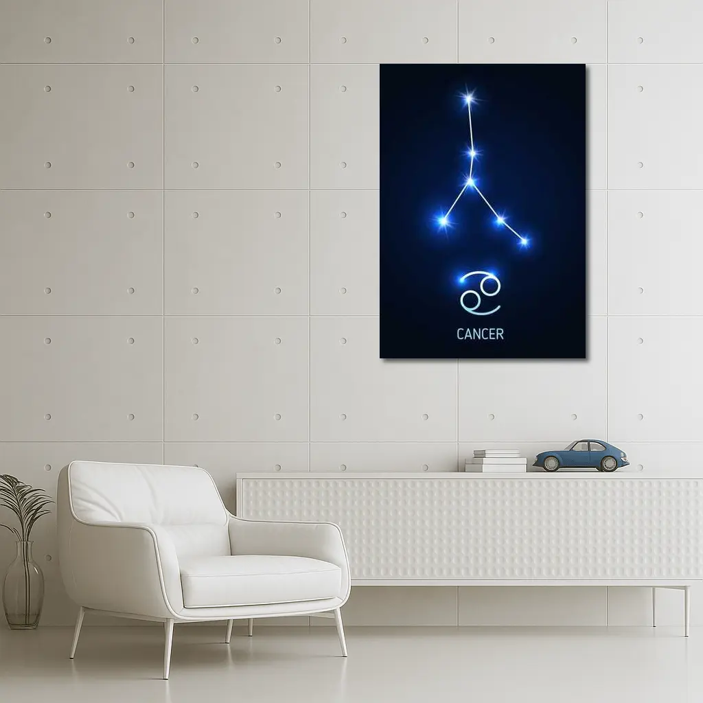 Cancer Zodiac Constellation Glowing Blue Stars – Wall Art