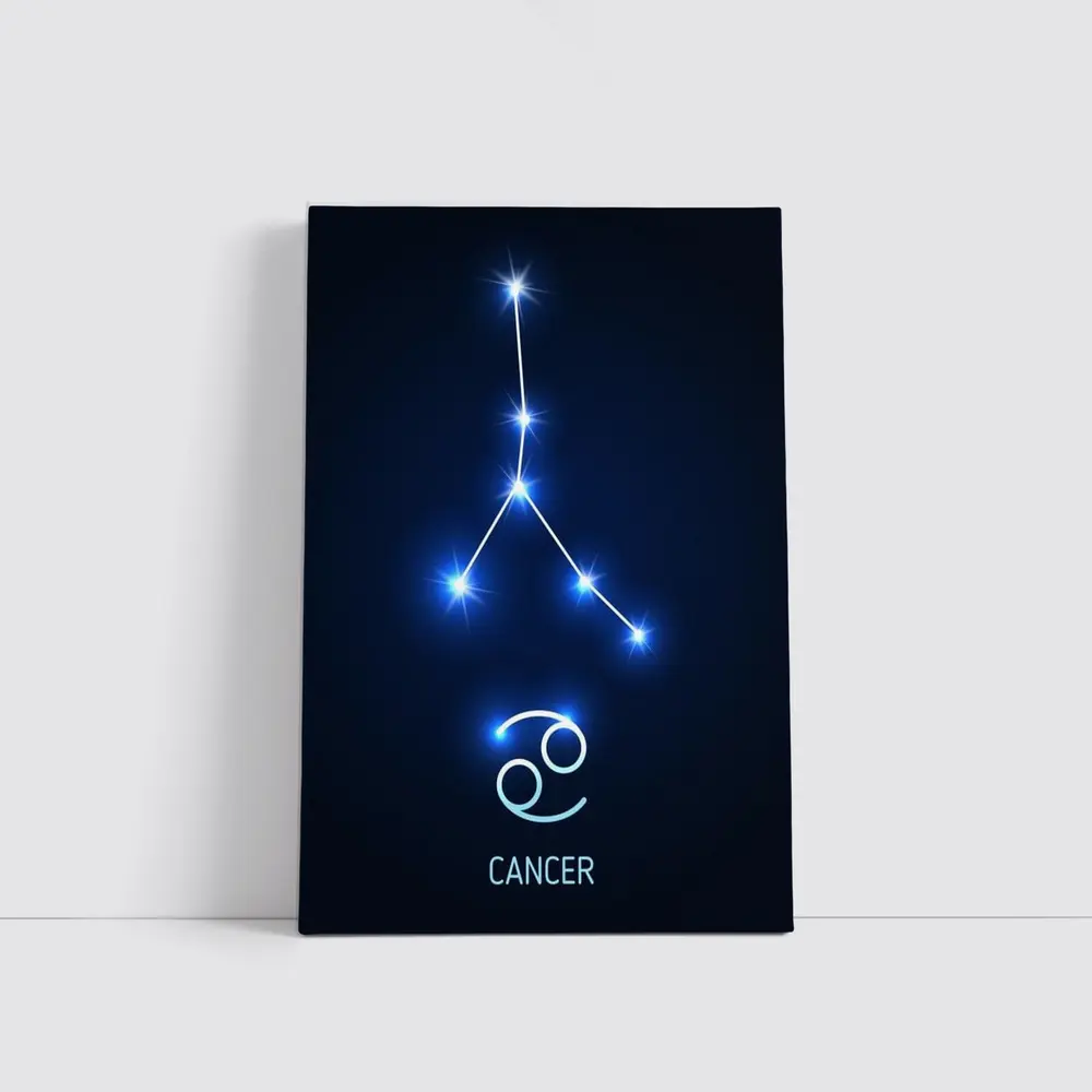 Cancer Zodiac Constellation Glowing Blue Stars – Wall Art