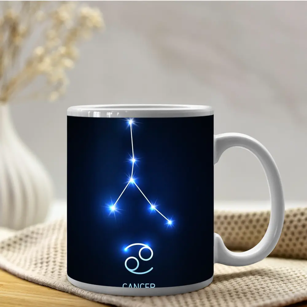 Cancer Zodiac Constellation Glowing Blue Stars – Mugs