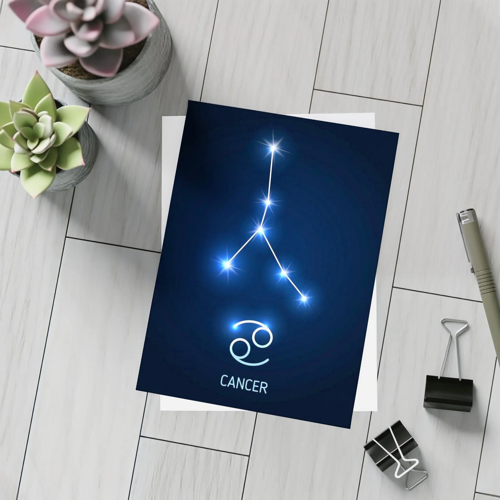 Cancer Zodiac Constellation Glowing Blue Stars – Postcards